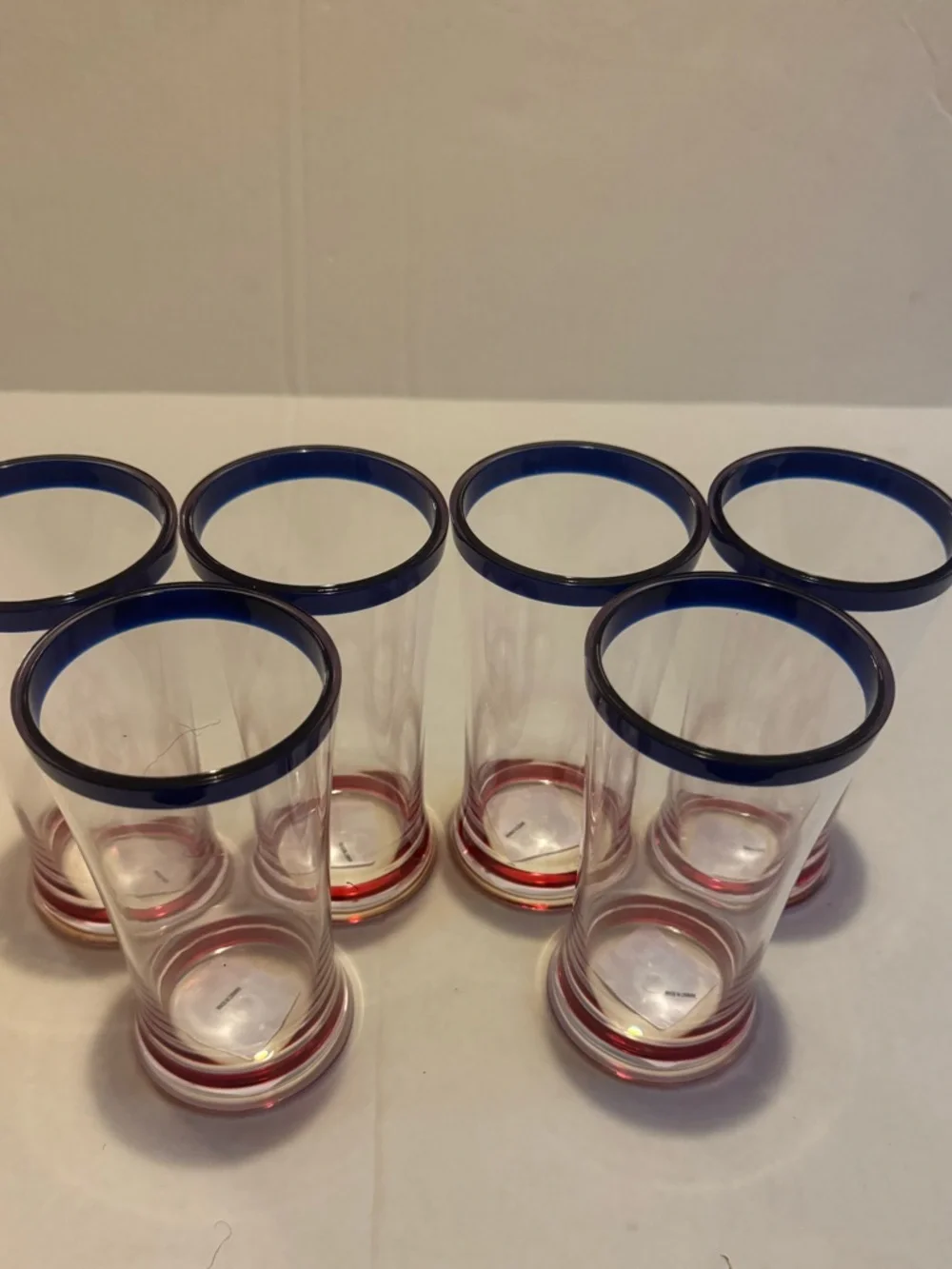 NWOT 7pc Americana Acrylic Swirl Pitcher/Lid & Tumbler Set - Red/Blue